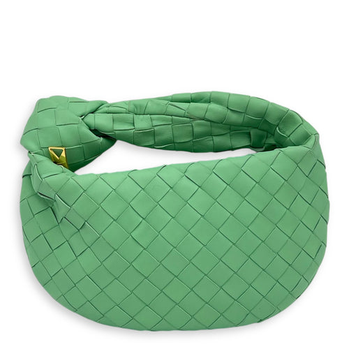 Jodie Top Handle Bag Green in Nappa Leather, Gold hardware
