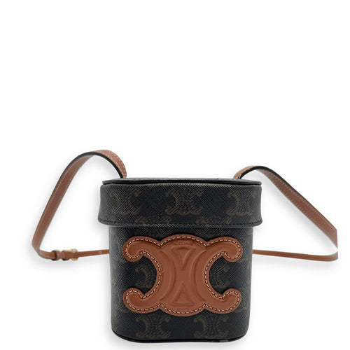 Triomphe Vanity Bag Brown in Coated Canvas, Gold hardware