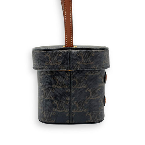 Triomphe Vanity Bag Brown in Coated Canvas, Gold hardware