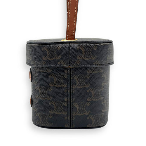 Triomphe Vanity Bag Brown in Coated Canvas, Gold hardware
