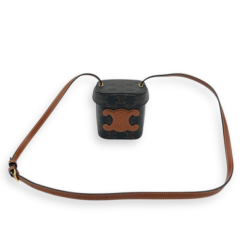 Triomphe Vanity Bag Brown in Coated Canvas, Gold hardware