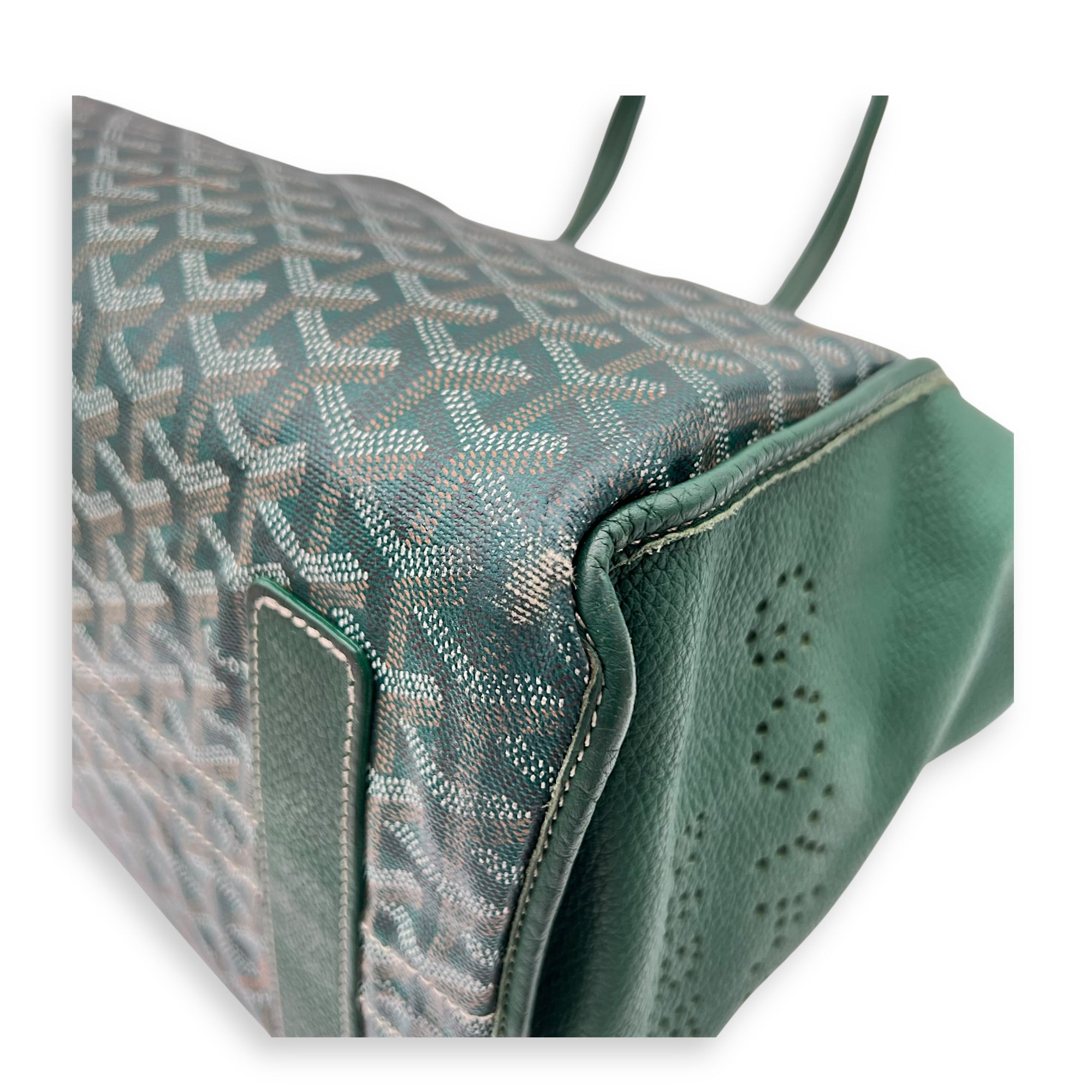 Hardy Tote Bag Green in Coated Canvas, Silver hardware