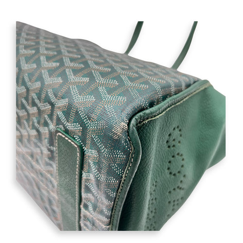 Hardy Tote Bag Green in Coated Canvas, Silver hardware