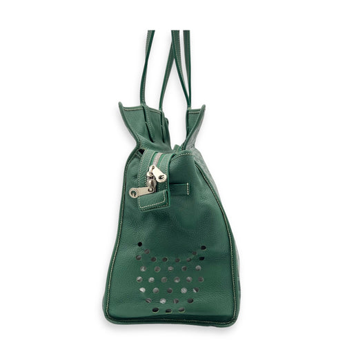 Hardy Tote Bag Green in Coated Canvas, Silver hardware