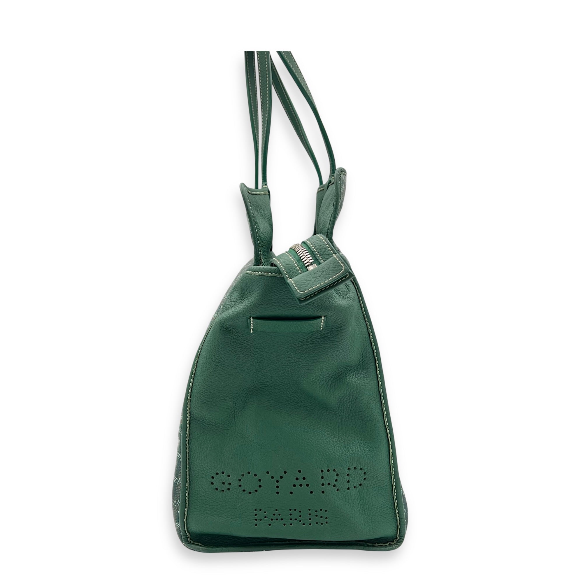 Hardy Tote Bag Green in Coated Canvas, Silver hardware
