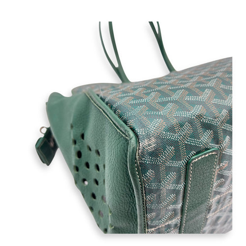 Hardy Tote Bag Green in Coated Canvas, Silver hardware