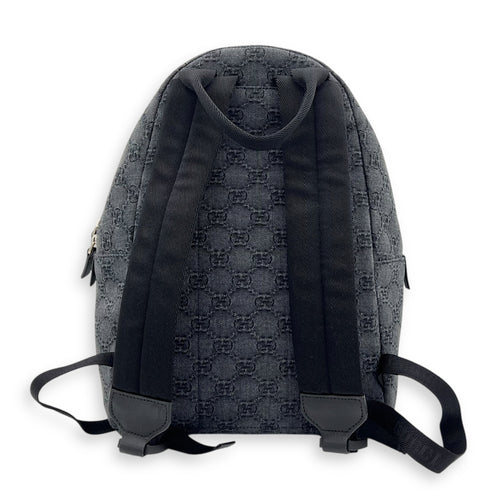 GG Backpack Black in Denim, Silver hardware