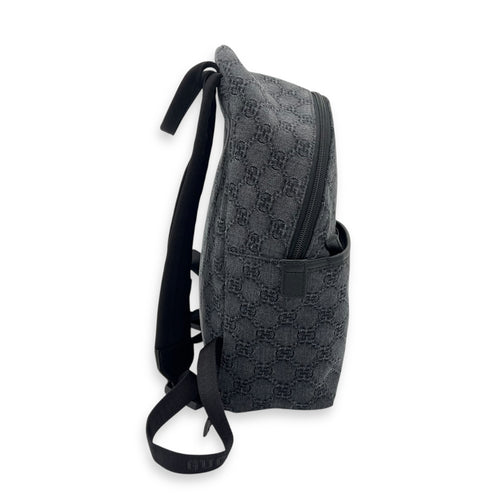 GG Backpack Black in Denim, Silver hardware