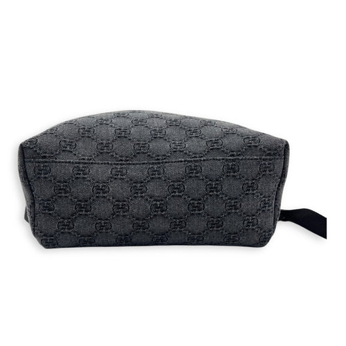 GG Backpack Black in Denim, Silver hardware