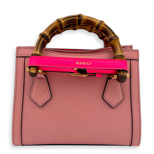Diana Top Handle Bag Pink in Calfskin, Gold hardware
