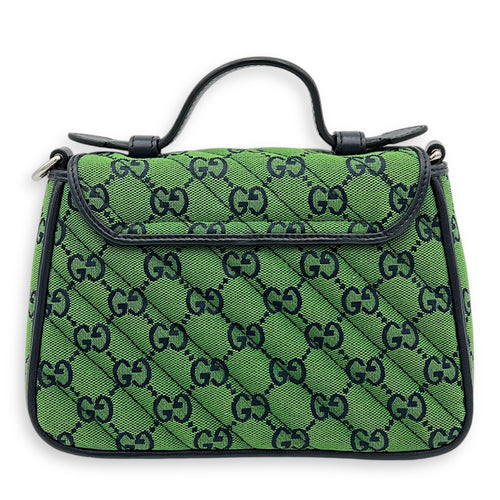 GG Marmont Top Handle Bag Green in Canvas, Silver hardware