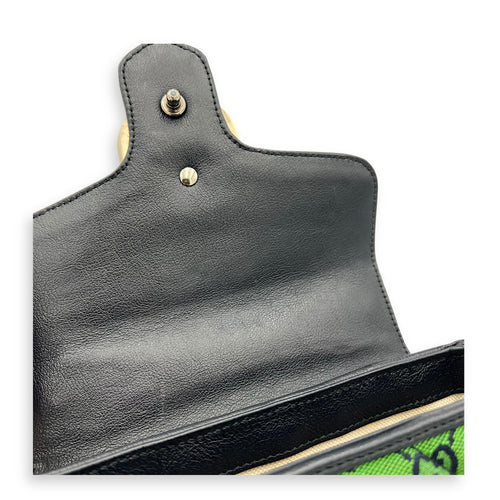GG Marmont Top Handle Bag Green in Canvas, Silver hardware