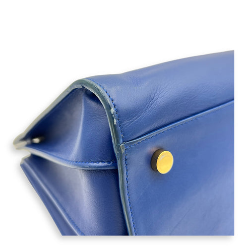 Sac de Jour Top Handle Bag Blue in Calfskin, Gold hardware