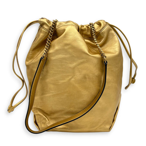 Teddy Shoulder Bag Gold in Calfskin, Gold hardware