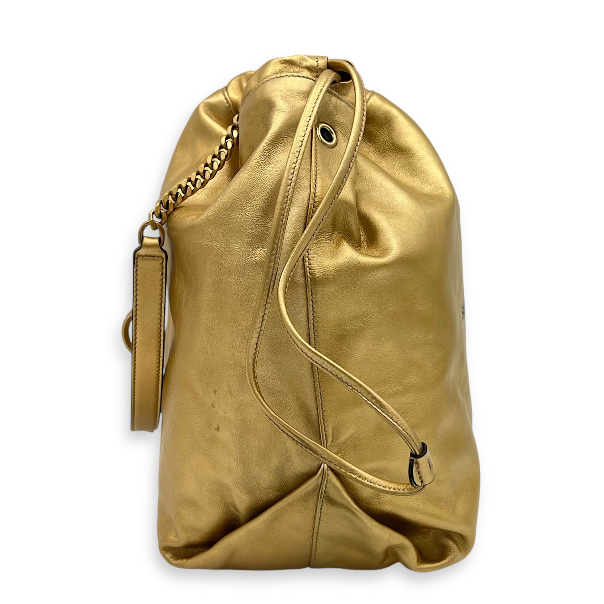 Teddy Shoulder Bag Gold in Calfskin, Gold hardware