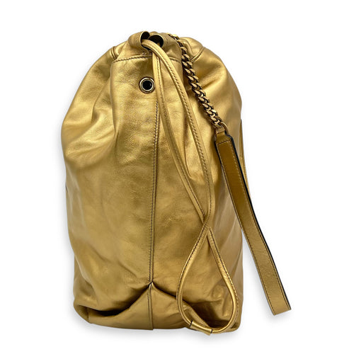 Teddy Shoulder Bag Gold in Calfskin, Gold hardware