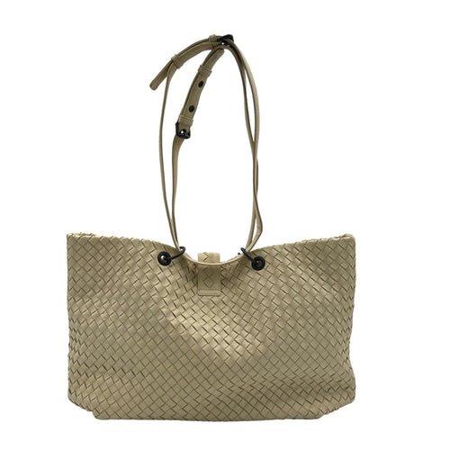 Intrecciato Tote Bag White in Calfskin, Black hardware