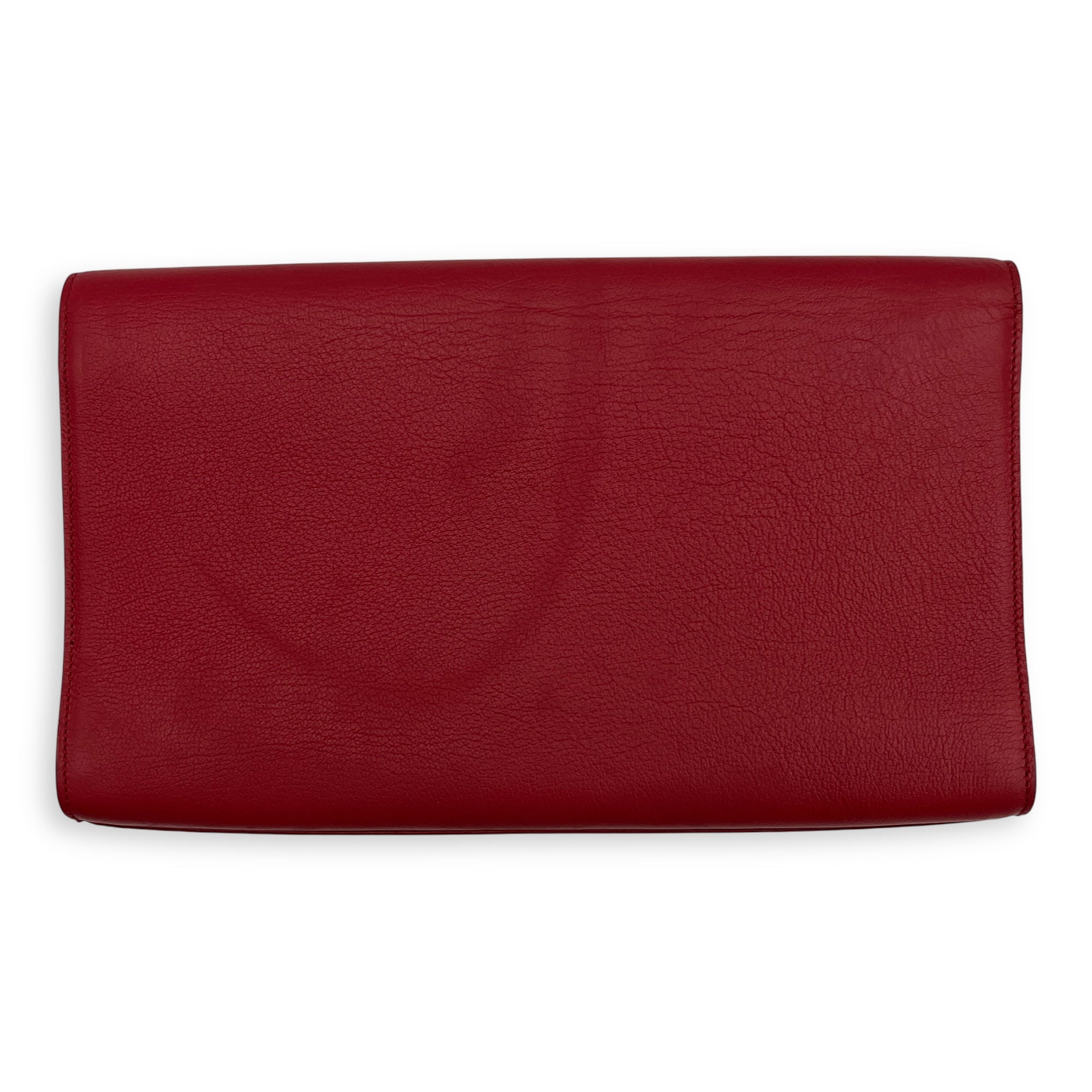 YSL Red Clutch in Calfskin, Gold hardware