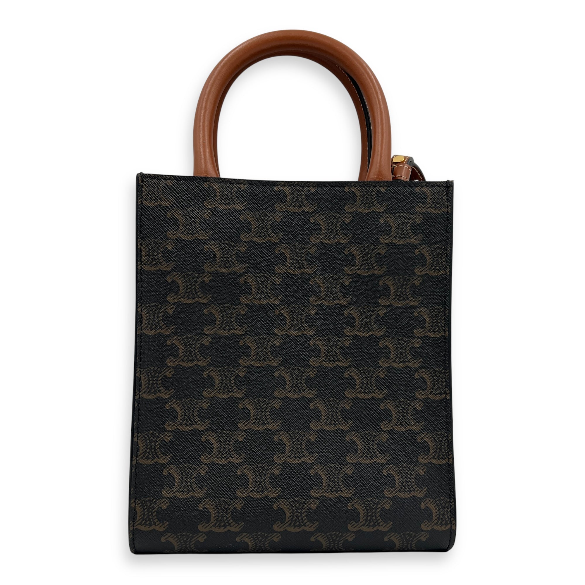 Cabas Brown Tote Bag in Calfskin, Gold hardware