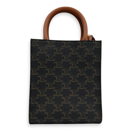 Cabas Brown Tote Bag in Calfskin, Gold hardware