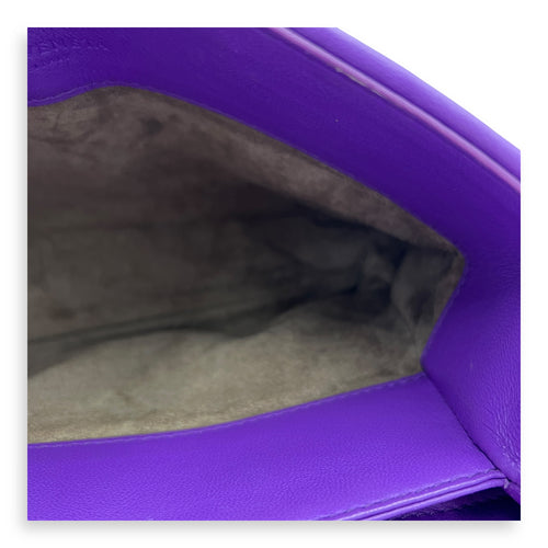 Intrecciato Shoulder Bag Purple in Calfskin, Ruthenium hardware