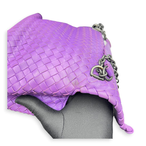 Olimpia Purple Shoulder Bag in Calfskin, Ruthenium hardware