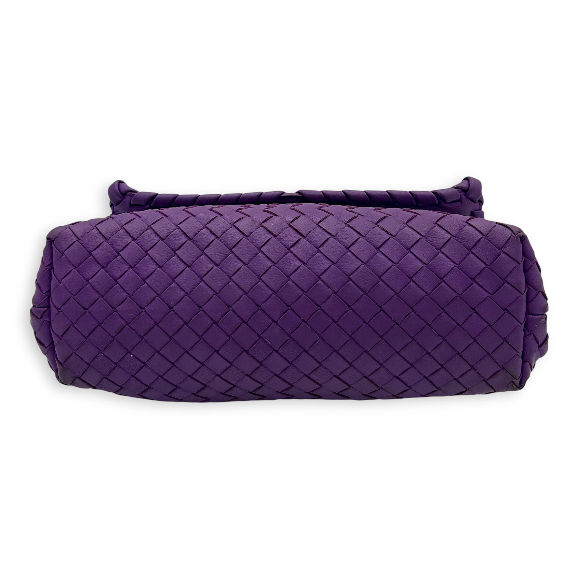 Intrecciato Shoulder Bag Purple in Calfskin, Ruthenium hardware