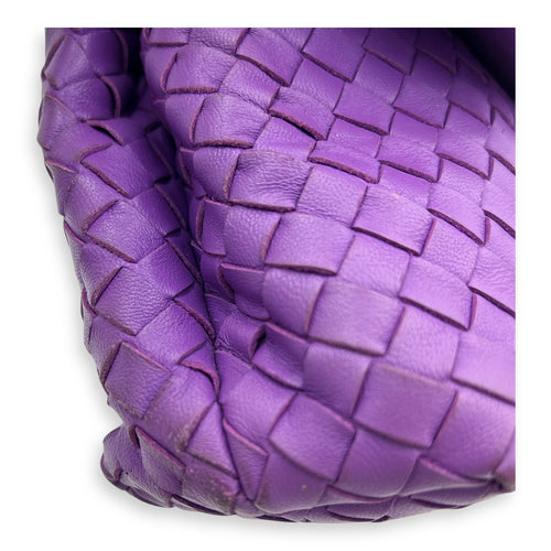 Intrecciato Shoulder Bag Purple in Calfskin, Ruthenium hardware