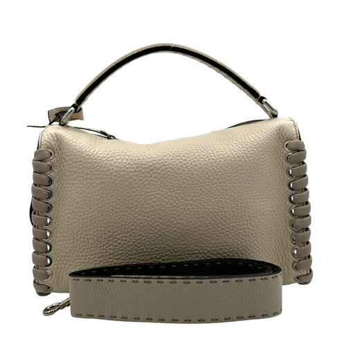 Lei Selleria Top Handle Bag Beige in Calfskin, Silver hardware