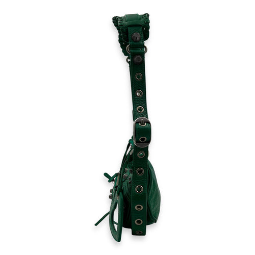 Le Cagole Shoulder Bag XS Green in Calfskin, Silver hardware