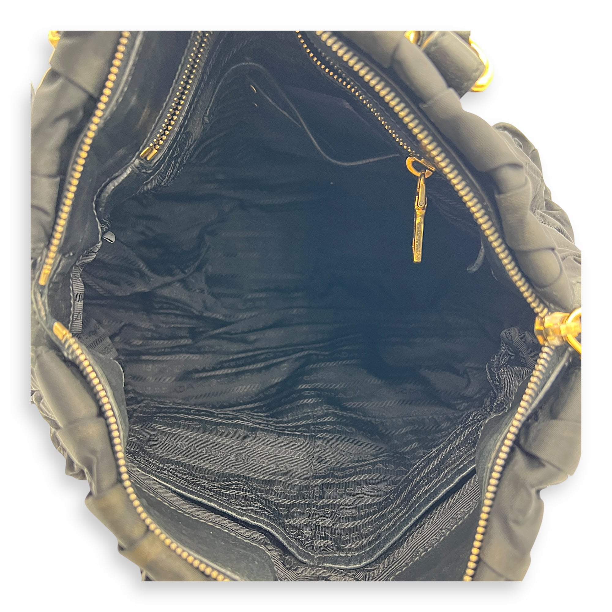 NA Top Handle Bag Black in Nylon, Gold hardware