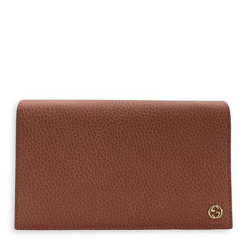 GG Wallet On Chain Pink in Calfskin, Gold hardware