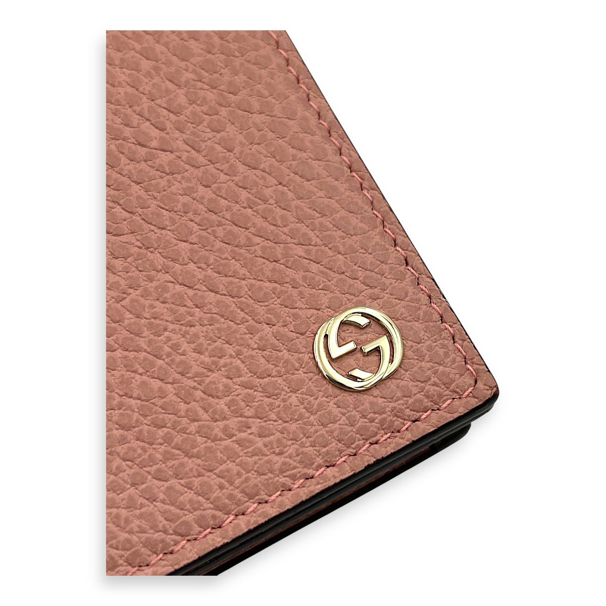 GG Wallet On Chain Pink in Calfskin, Gold hardware