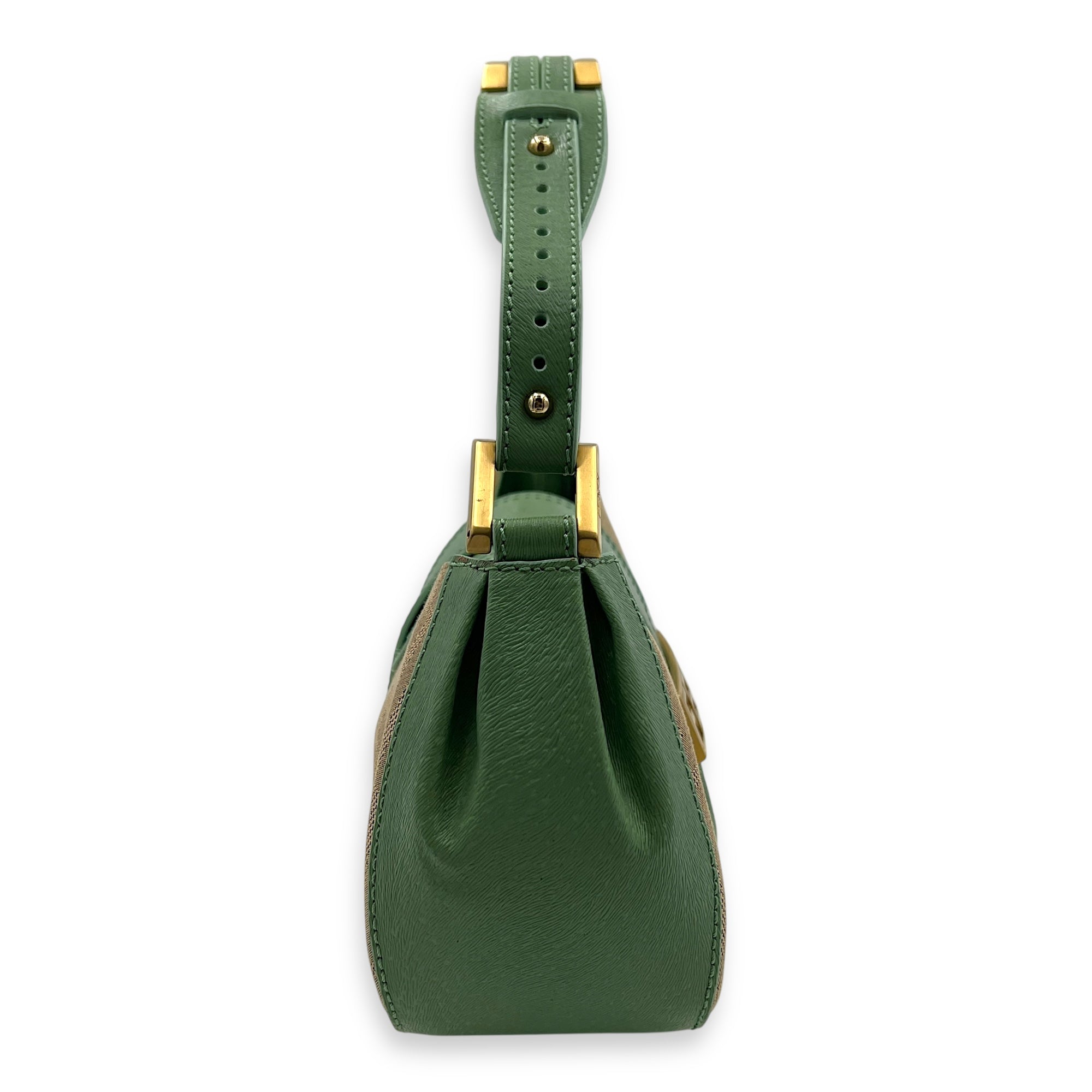Baguette Shoulder Bag Multi-colour in Canvas, Gold hardware