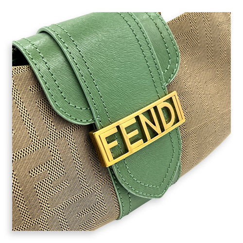 Baguette Shoulder Bag Multi-colour in Canvas, Gold hardware