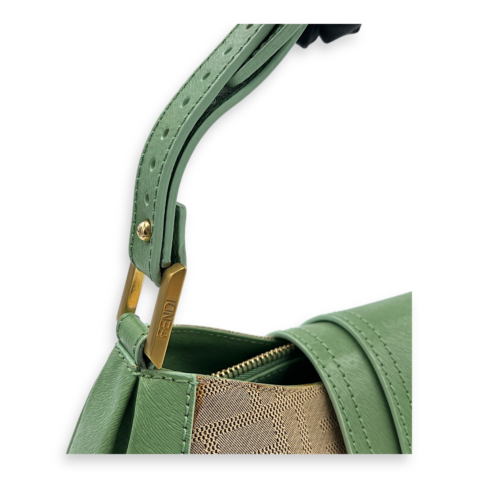 Baguette Shoulder Bag Multi-colour in Canvas, Gold hardware
