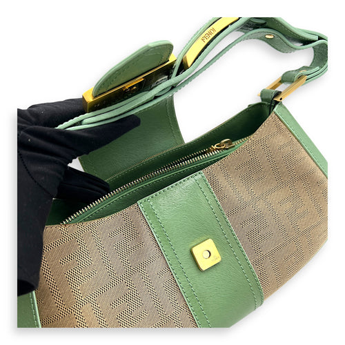 Baguette Shoulder Bag Multi-colour in Canvas, Gold hardware