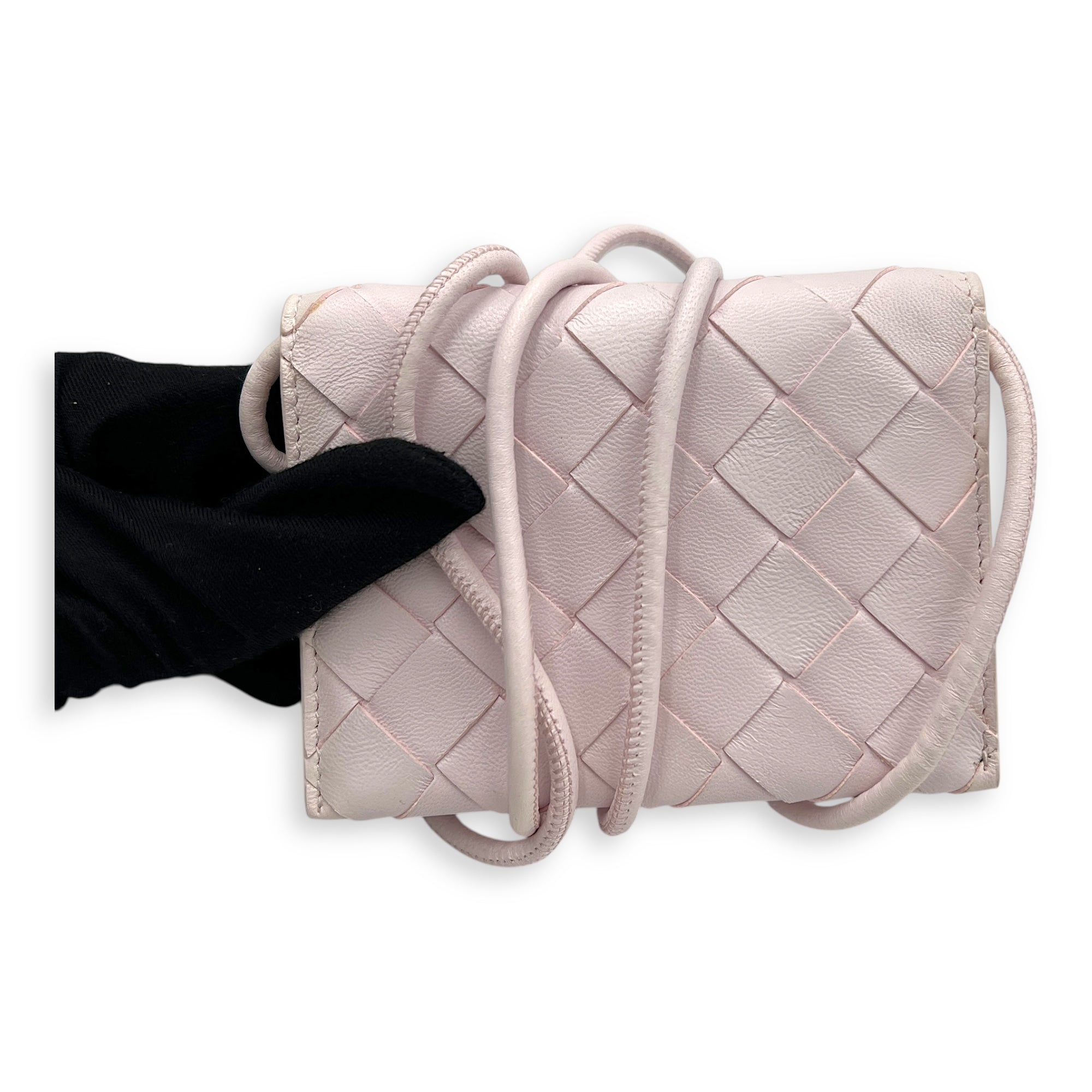 Pink Card Holder in Lambskin, Silver hardware