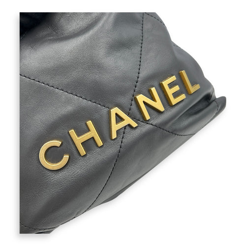 22 Tote Crossbody Bag Grey in Lambskin, Gold hardware