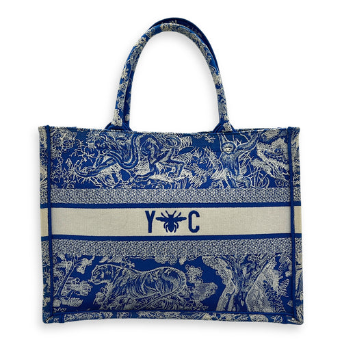 Book Tote Medium Blue (with initial) Tote Bag in Canvas