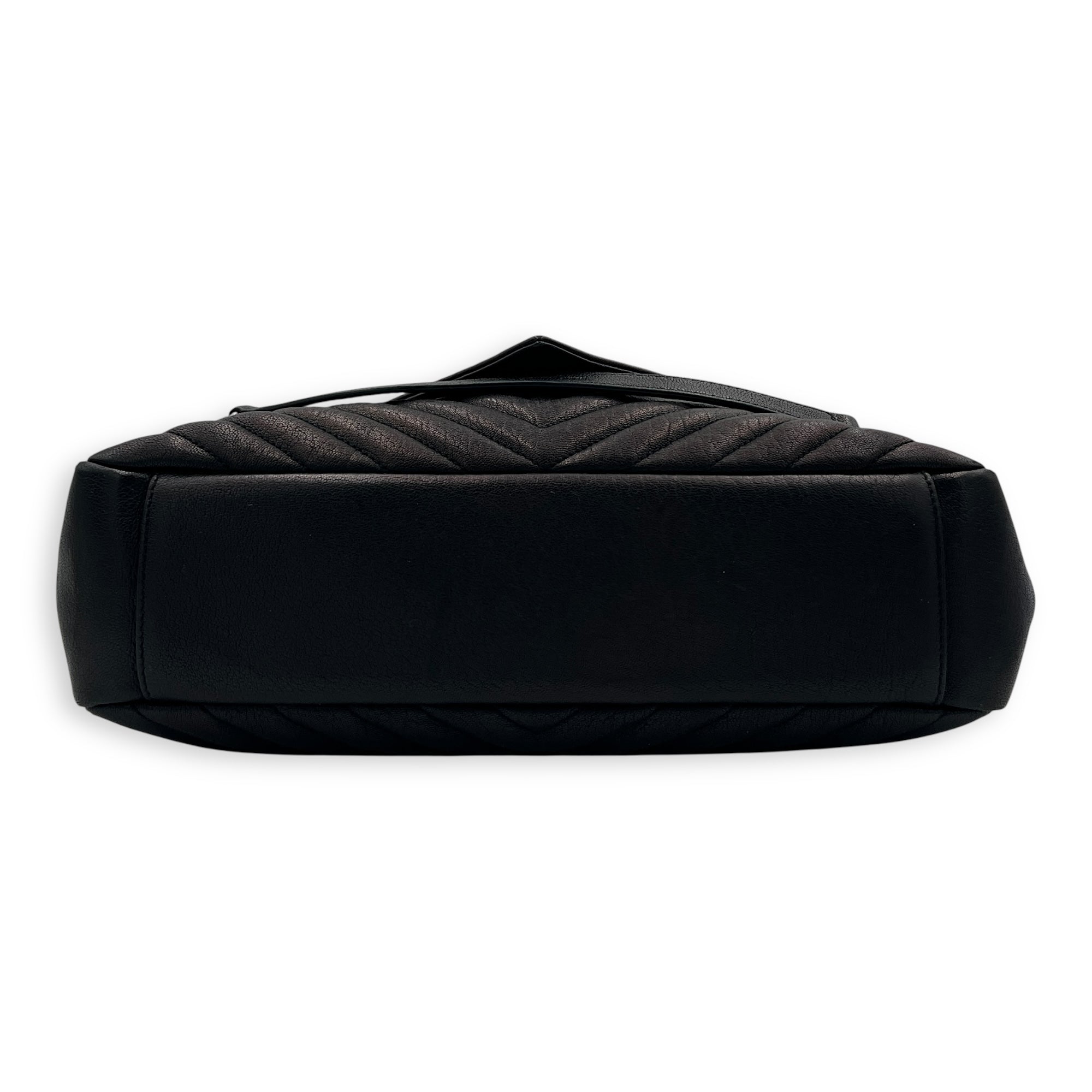 College Shoulder Bag Black in Calfskin, Ruthenium hardware