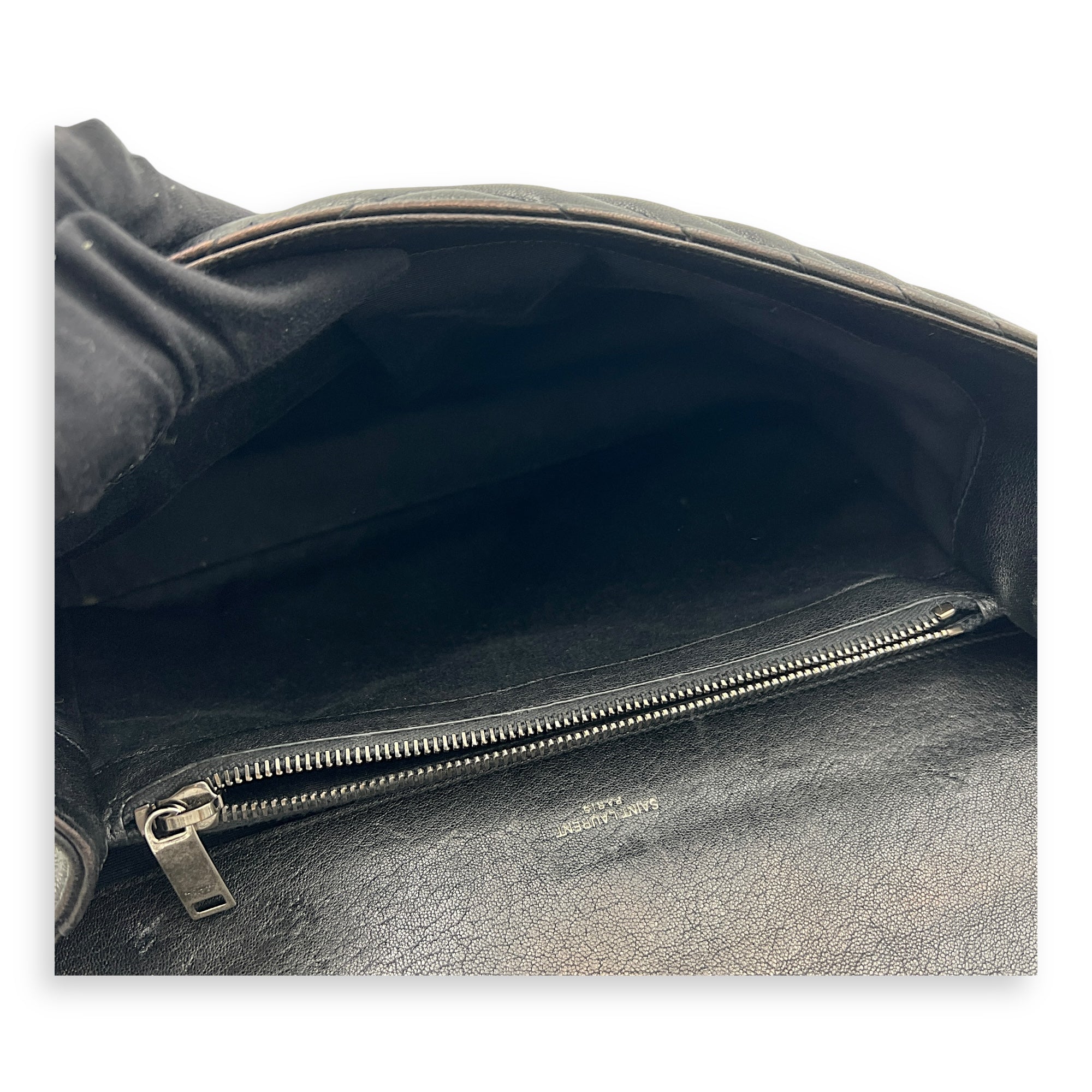College Shoulder Bag Black in Calfskin, Ruthenium hardware