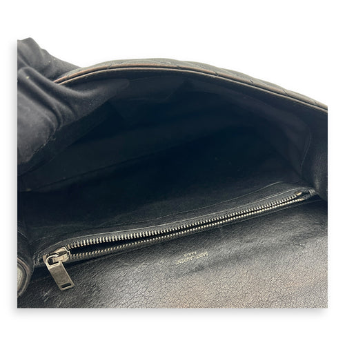 College Shoulder Bag Black in Calfskin, Ruthenium hardware