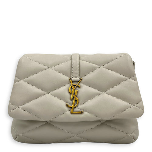 Le 57 Shoulder Bag White in Lambskin, Gold hardware