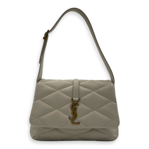 Le 57 Shoulder Bag White in Lambskin, Gold hardware