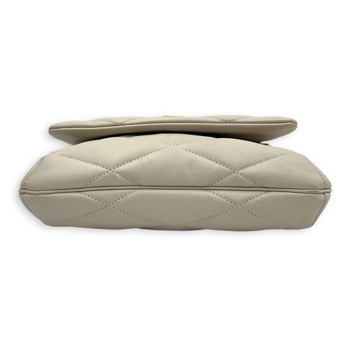 Le 57 Shoulder Bag White in Lambskin, Gold hardware