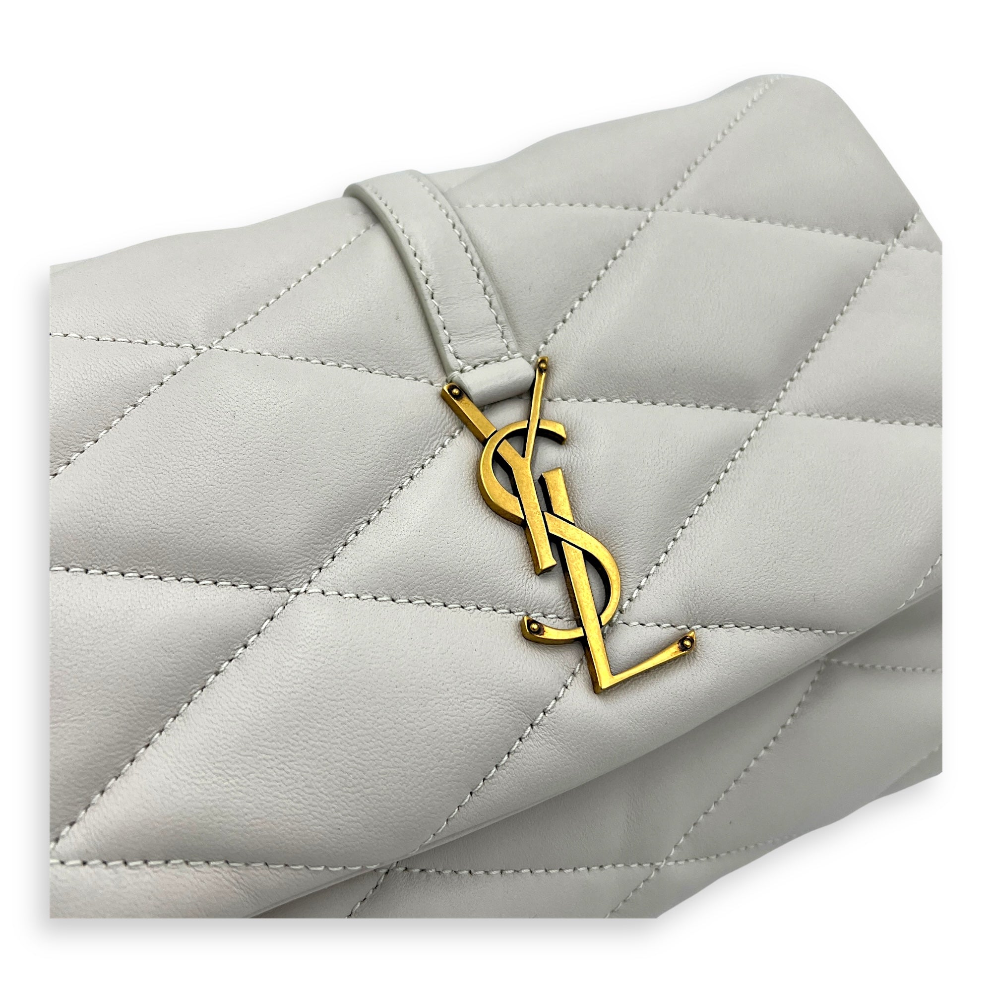Le 57 Shoulder Bag White in Lambskin, Gold hardware