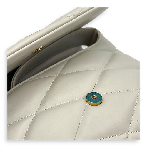 Le 57 Shoulder Bag White in Lambskin, Gold hardware