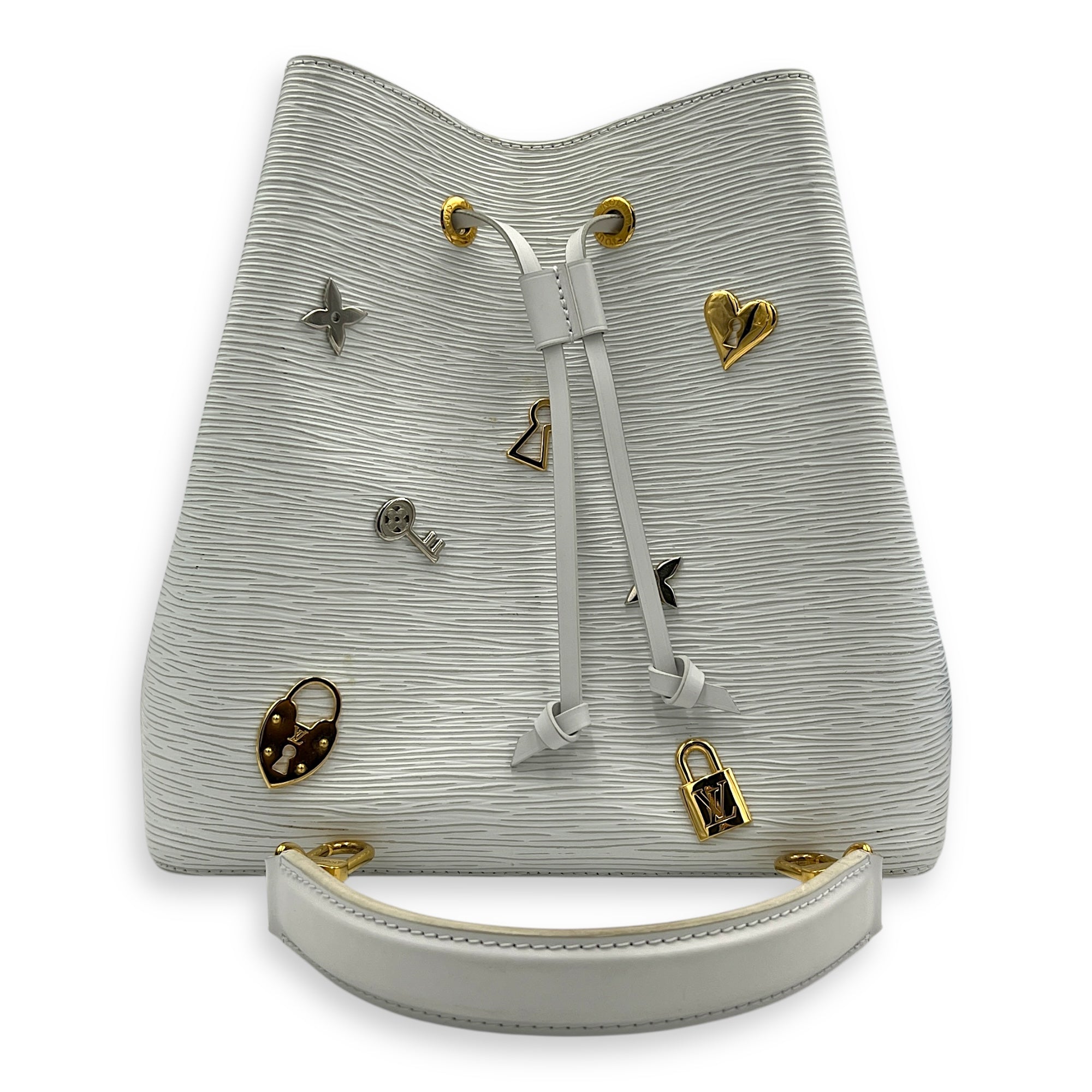 NeoNoe MM Love Lock Bucket Bag in Epi Leather, Mixed hardware