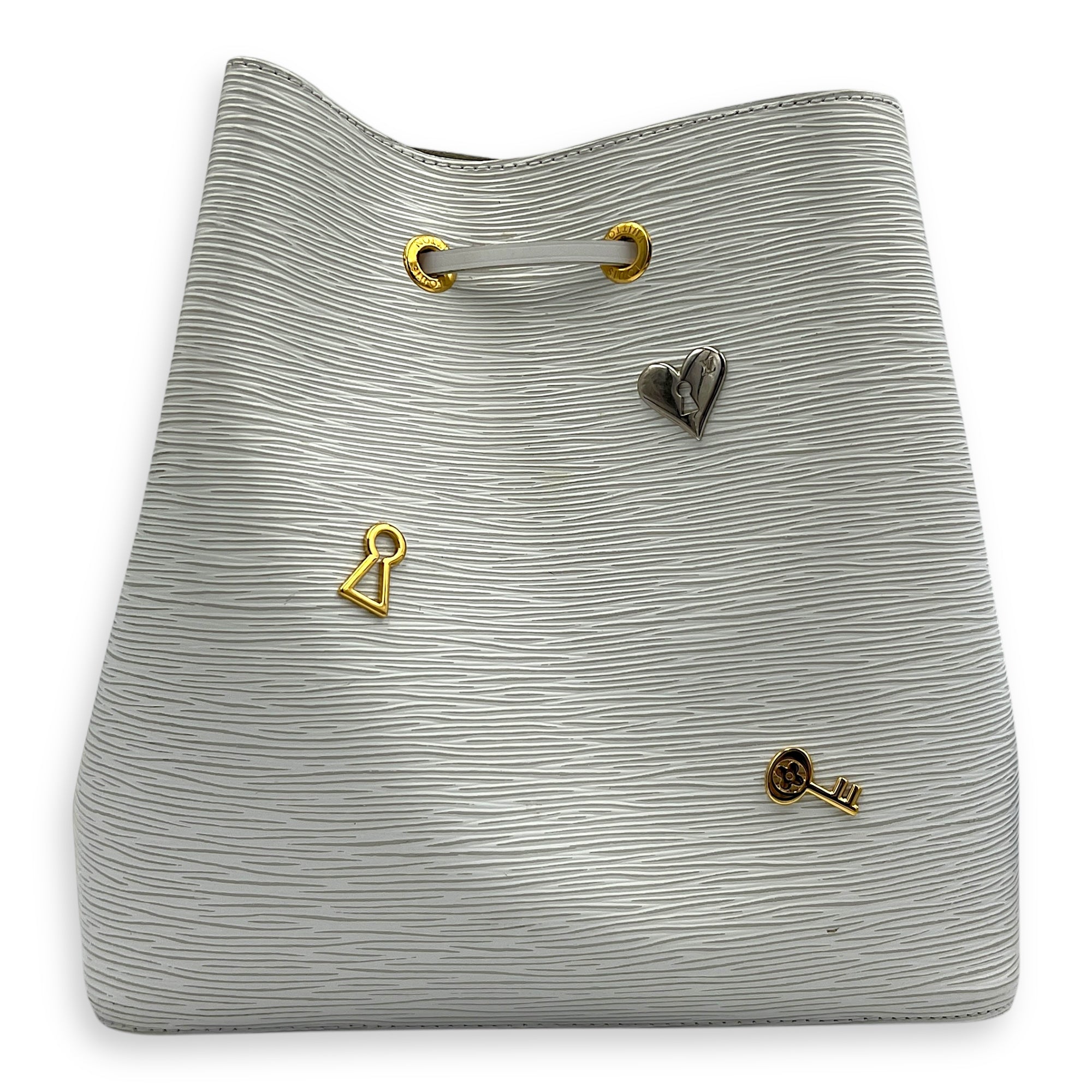 NeoNoe MM Love Lock Bucket Bag in Epi Leather, Mixed hardware